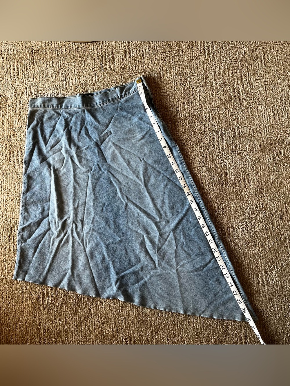 Y2K vintage XOXO Blue Asymmetrical thin denim chambray Skirt - Picture 5 of 8